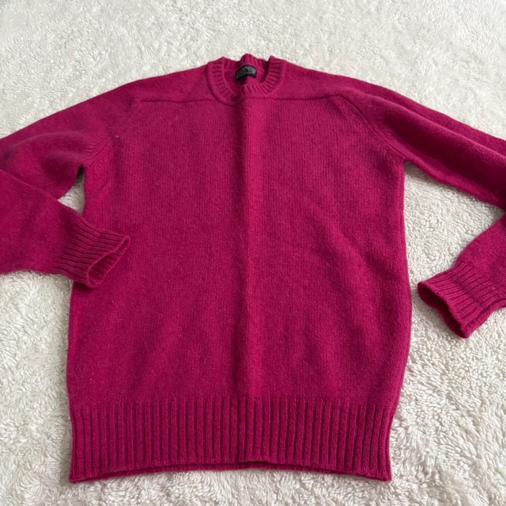 VTG Lands End Mens Wool Sweater Fuchsia Pink Pullover M Gorpcore Outdoors Preppy - Picture 2 of 6